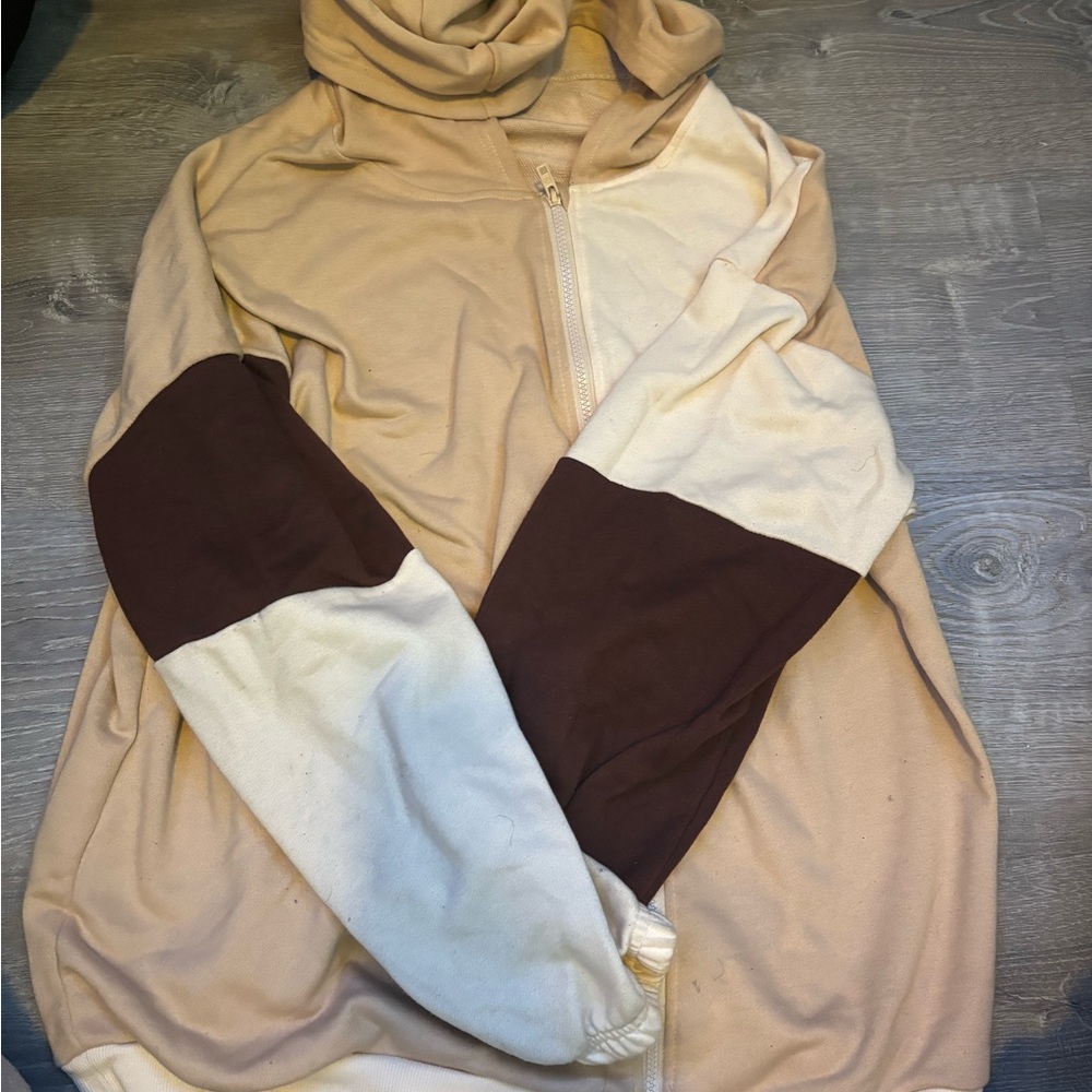 SHEIN Curve Beige and Tan Hoodie